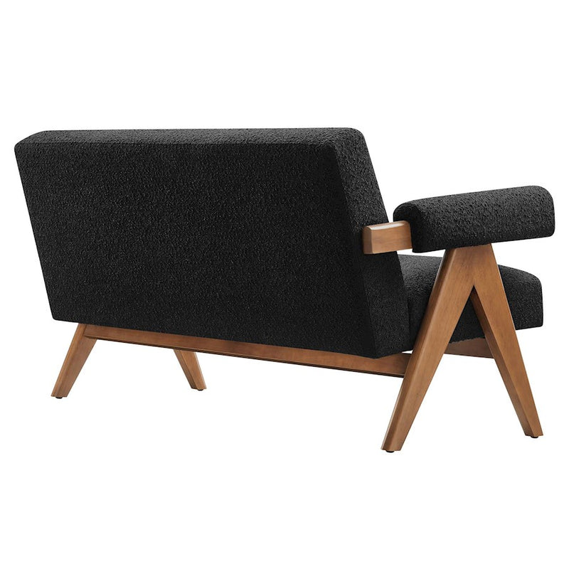 Modway Lyra Boucle Fabric Loveseat, Black