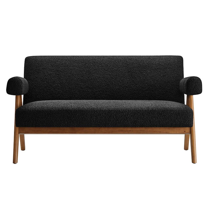 Modway Lyra Boucle Fabric Loveseat, Black