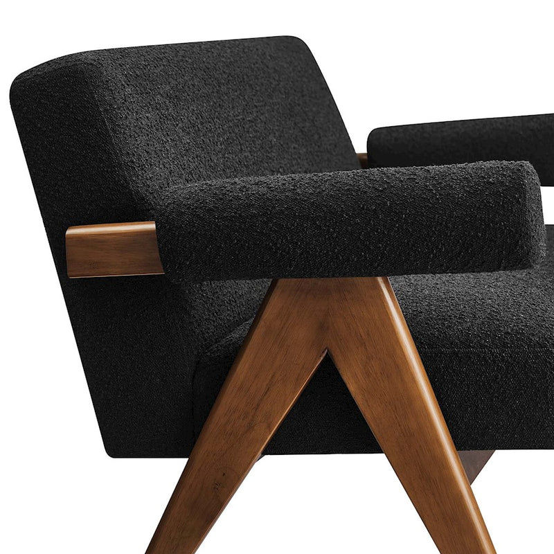 Modway Lyra Boucle Fabric Loveseat, Black