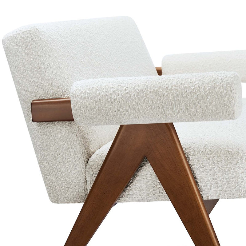 Modway Lyra Boucle Fabric Loveseat, Ivory