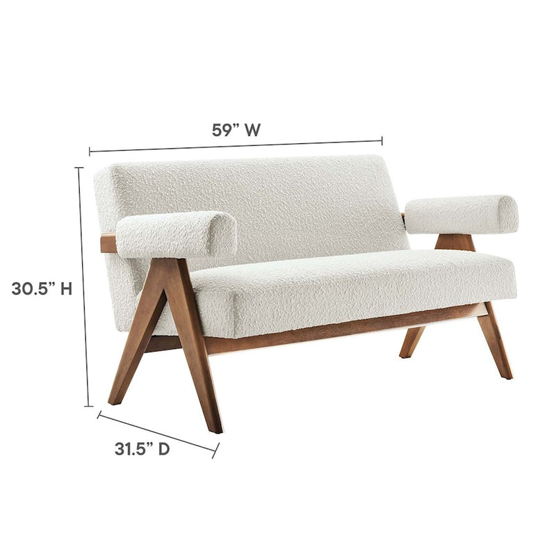 Modway Lyra Boucle Fabric Loveseat, Ivory