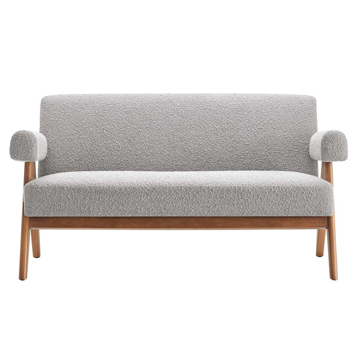 Modway Lyra Boucle Fabric Loveseat, Light Gray