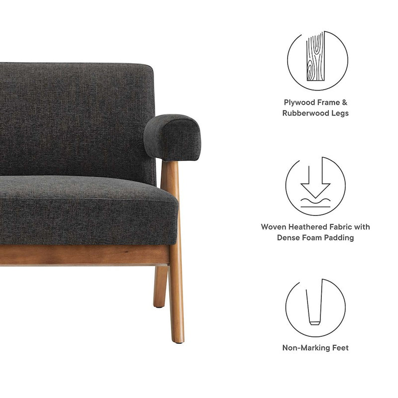 Modway Lyra Fabric Loveseat, Dark Gray Fabric