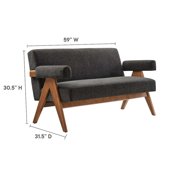 Modway Lyra Fabric Loveseat, Dark Gray Fabric