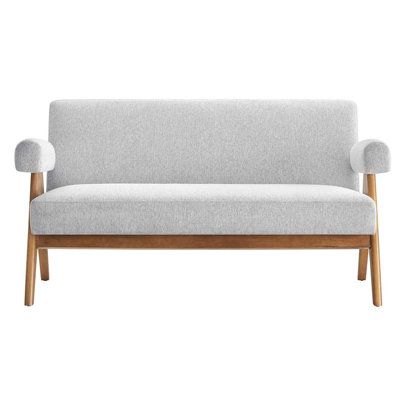 Modway Lyra Fabric Loveseat, Light Gray Fabric