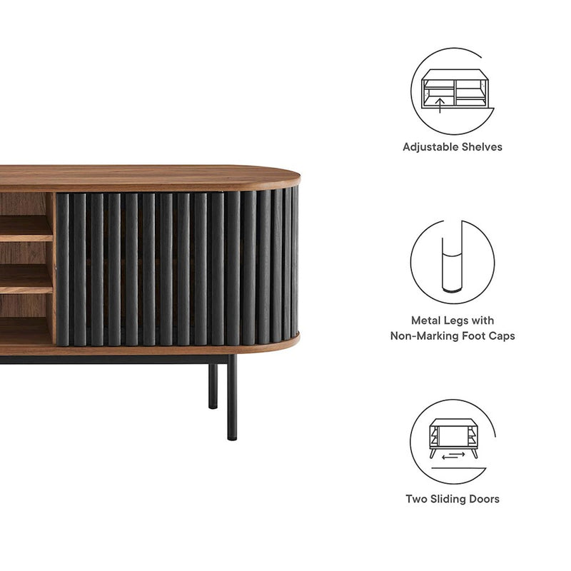 Modway Fortitude 71" TV Stand, Walnut/Black