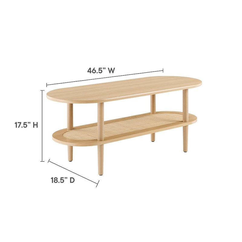 Modway Torus Oval Coffee Table, Oak