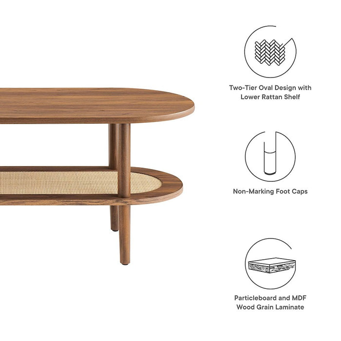 Modway Torus Oval Coffee Table, Walnut