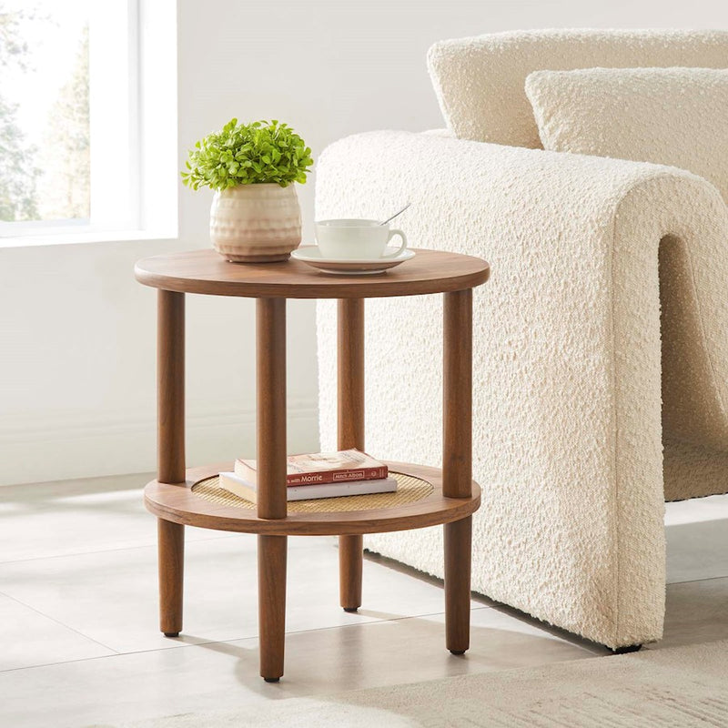 Modway Torus Round Side Table, Walnut
