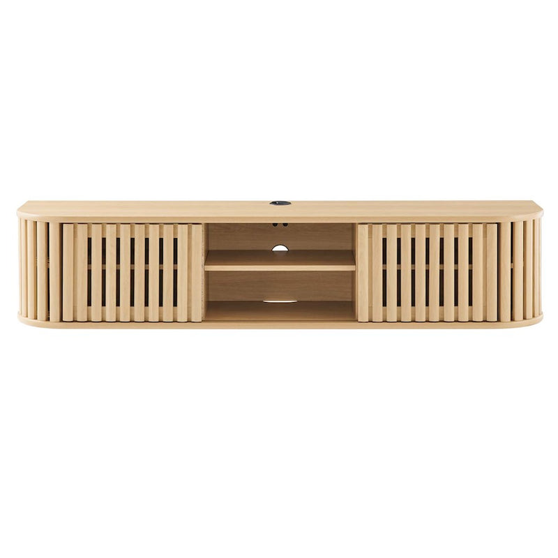 Modway Fortitude 63" Wall-Mounted TV Stand, Oak