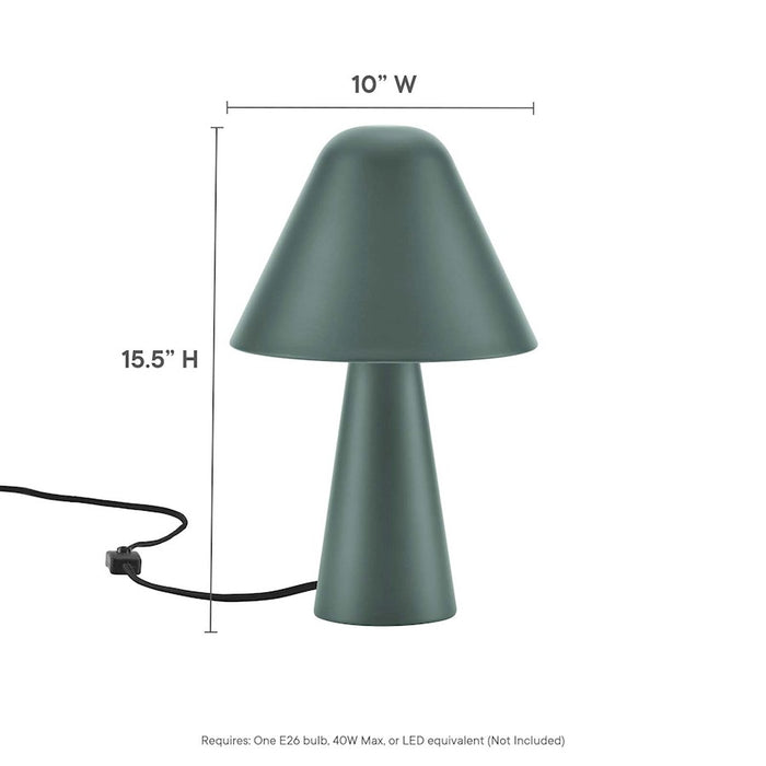 Modway Jovial Metal Mushroom Table Lamp, Green