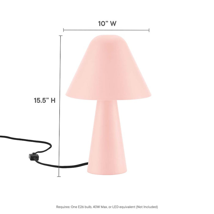 Modway Jovial Metal Mushroom Table Lamp, Pink