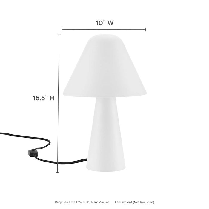 Modway Jovial Metal Mushroom Table Lamp, White