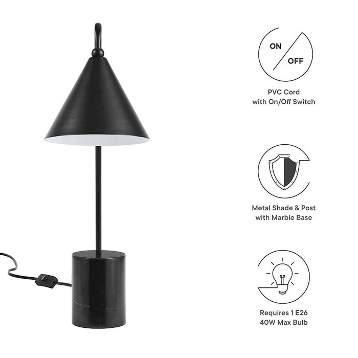 Modway Ayla Marble Base Table Lamp, Black