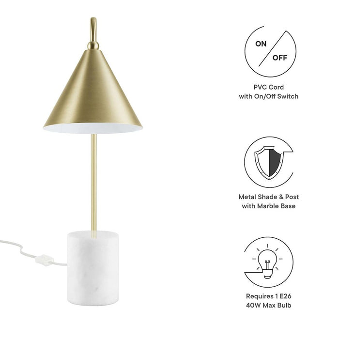 Modway Ayla Marble Base Table Lamp, Satin Brass