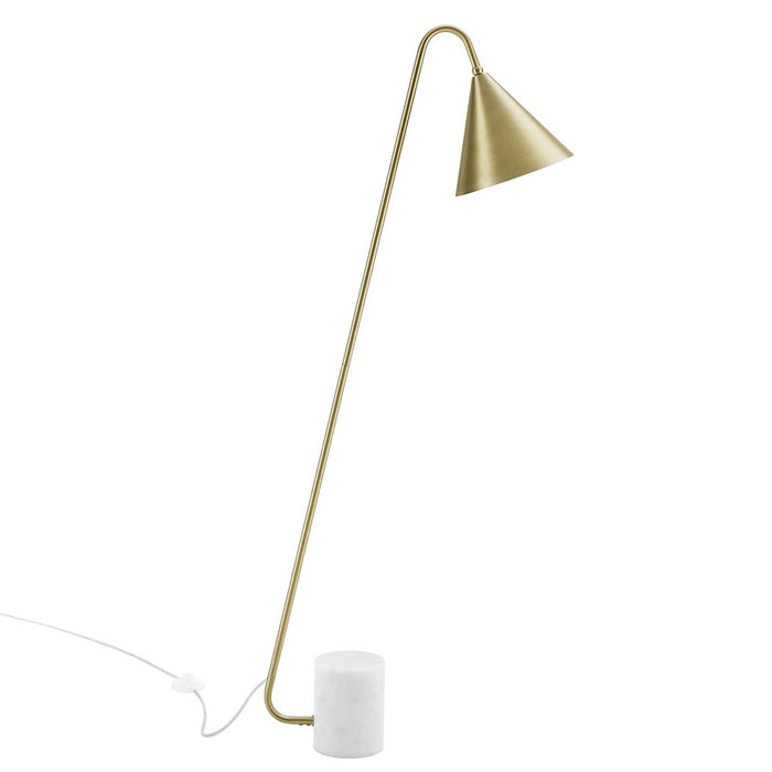 Modway Ayla Marble Base Floor Lamp, Satin Brass - EEI-6531-SBR