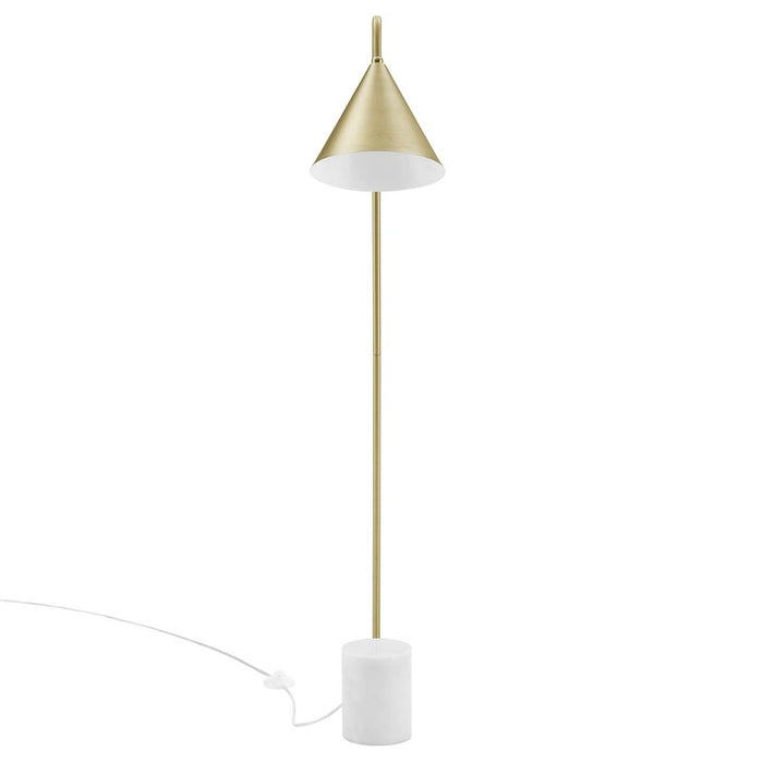 Modway Ayla Marble Base Floor Lamp, Satin Brass