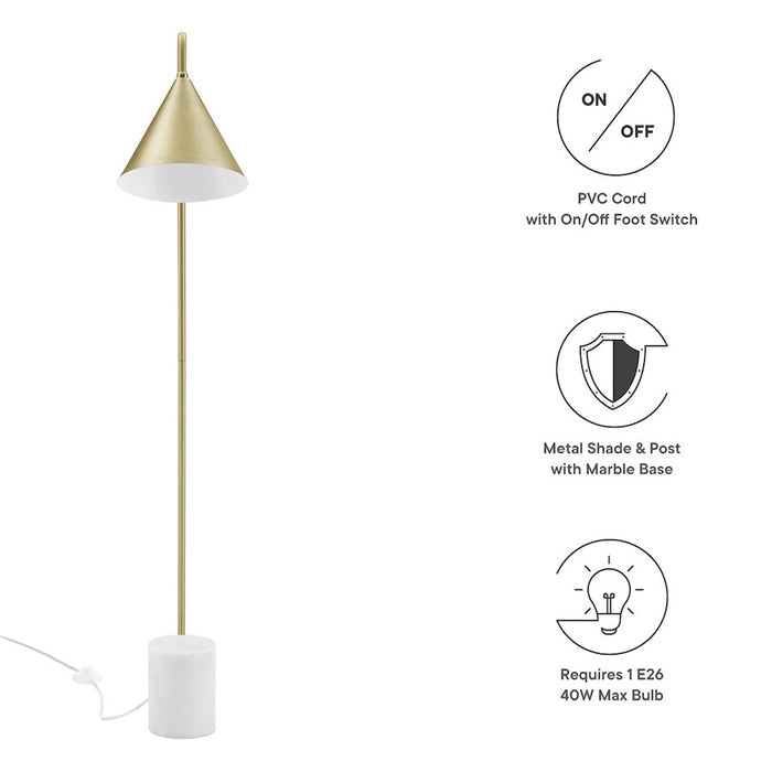 Modway Ayla Marble Base Floor Lamp, Satin Brass