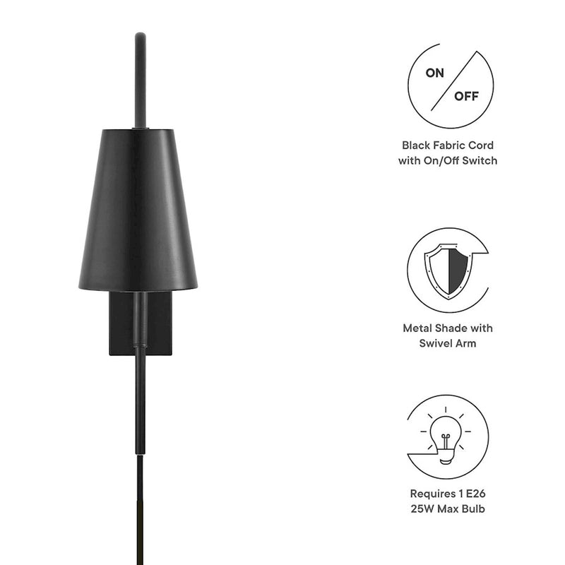 Modway Faye Metal Wall Sconce, Black