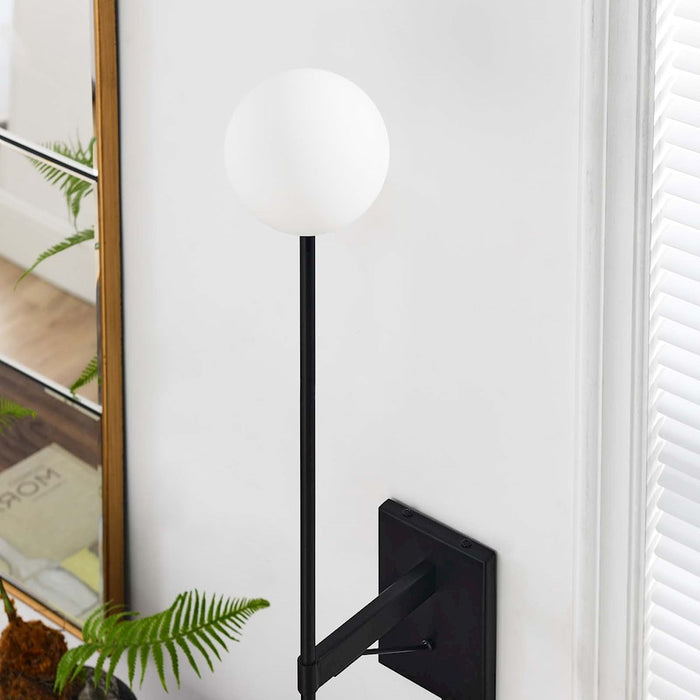 Modway Riva White Globe Wall Sconce, Black