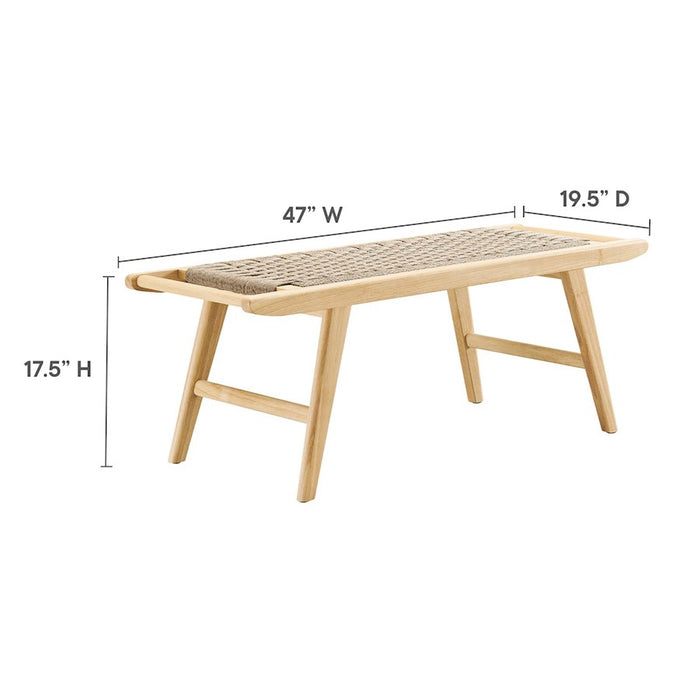 Modway Saoirse 47" Wove Rope Bench, Natural