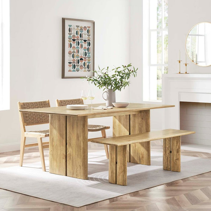 Modway Amistad 72" Dining Table/Bench Set, Oak