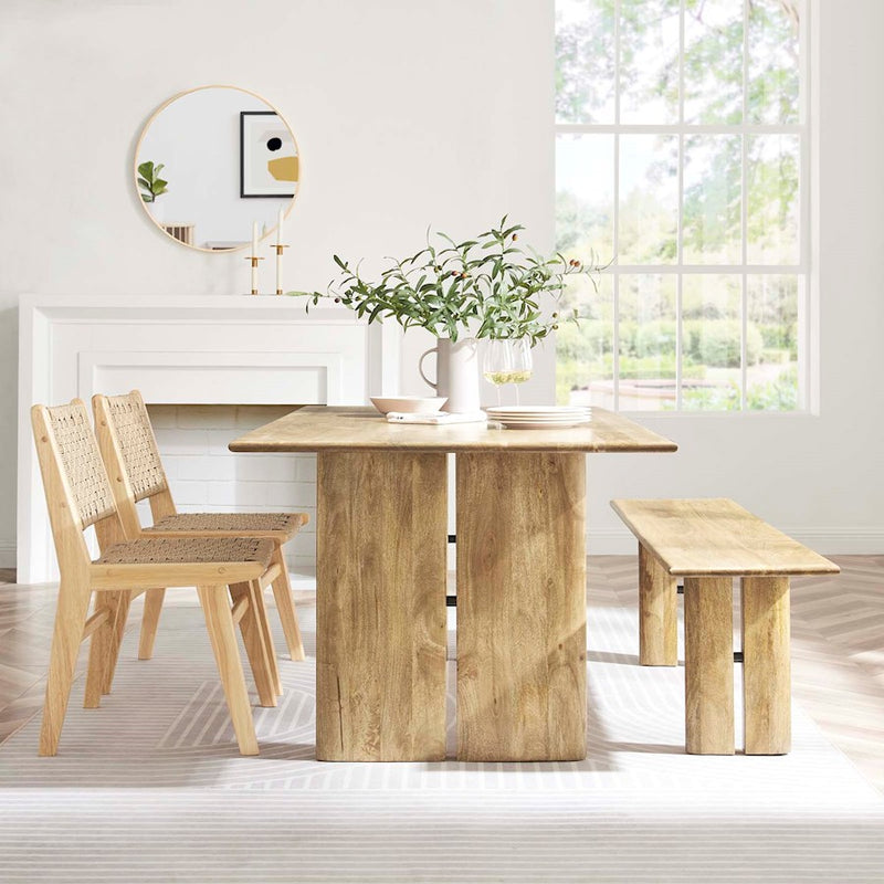 Modway Amistad 72" Dining Table/Bench Set, Oak