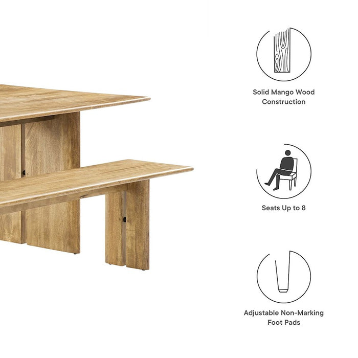 Modway Amistad 86" Dining Table/Bench Set, Oak - EEI-6560-OAK