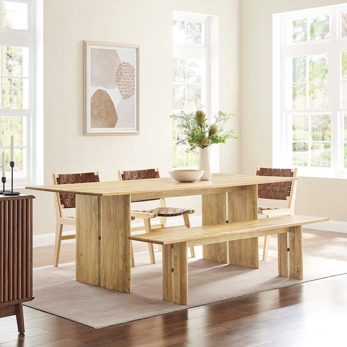 Modway Amistad 86" Dining Table/Bench Set, Oak