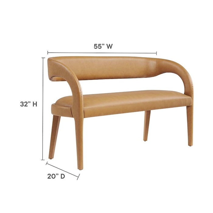 Modway Pinnacle Vegan Leather Accent Bench, Tan