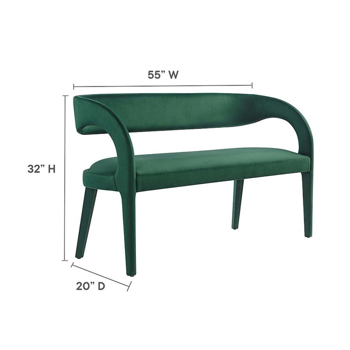 Modway Pinnacle Velvet Accent Bench, Green