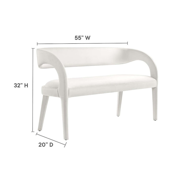 Modway Pinnacle Velvet Accent Bench, Ivory