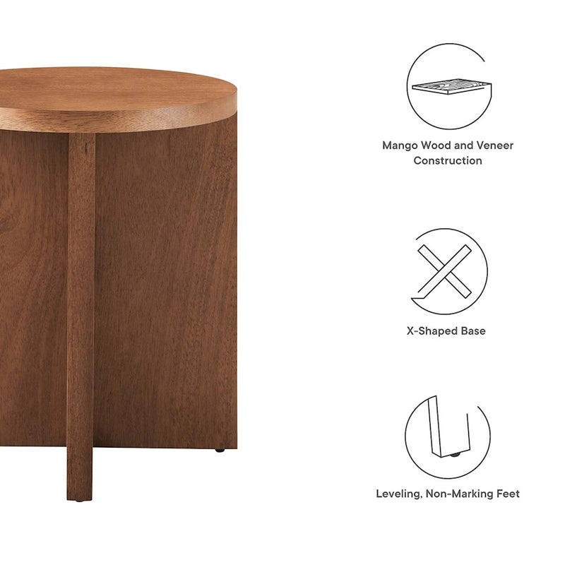 Modway Silas Round Side Table, Walnut