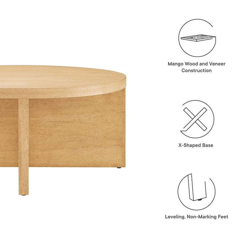 Modway Silas Round Coffee Table, Natural