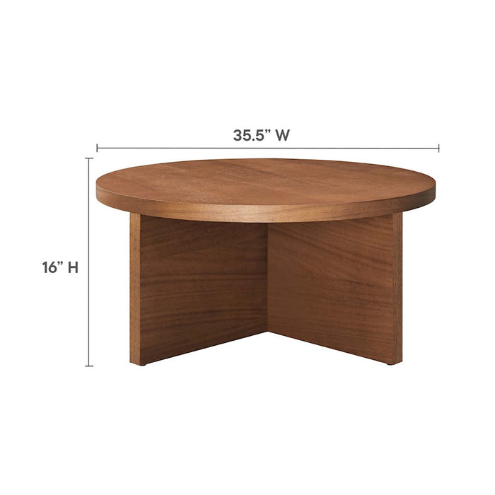 Modway Silas Round Coffee Table, Walnut