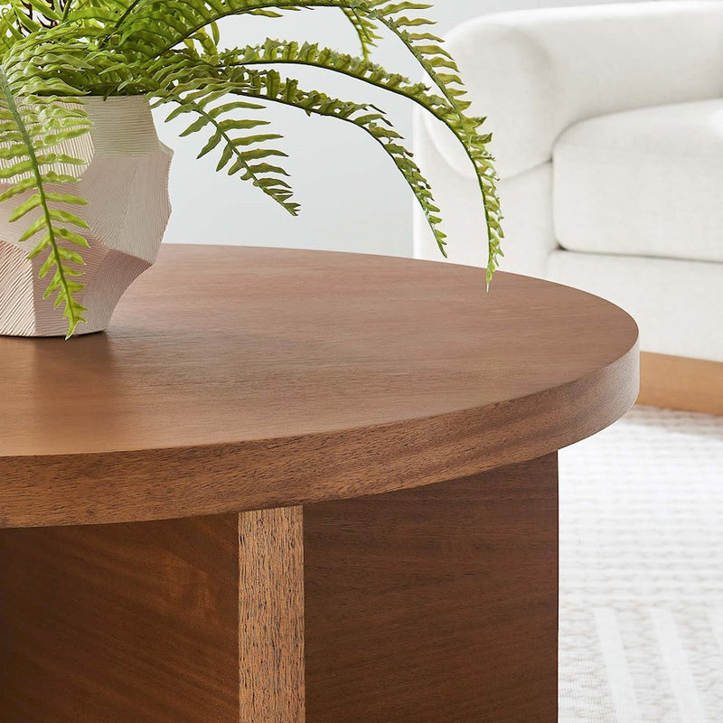 Modway Silas Round Coffee Table, Walnut