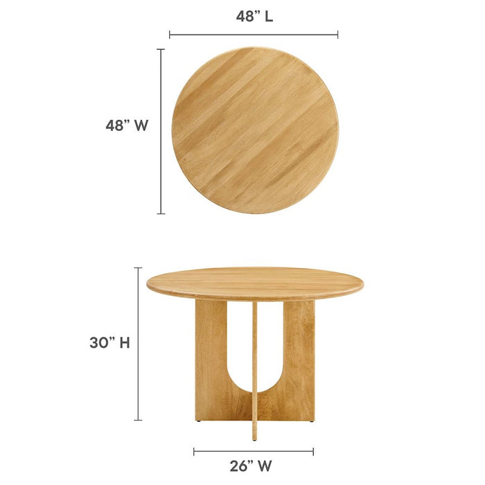 Modway Rivian Round 48" Dining Table, Oak