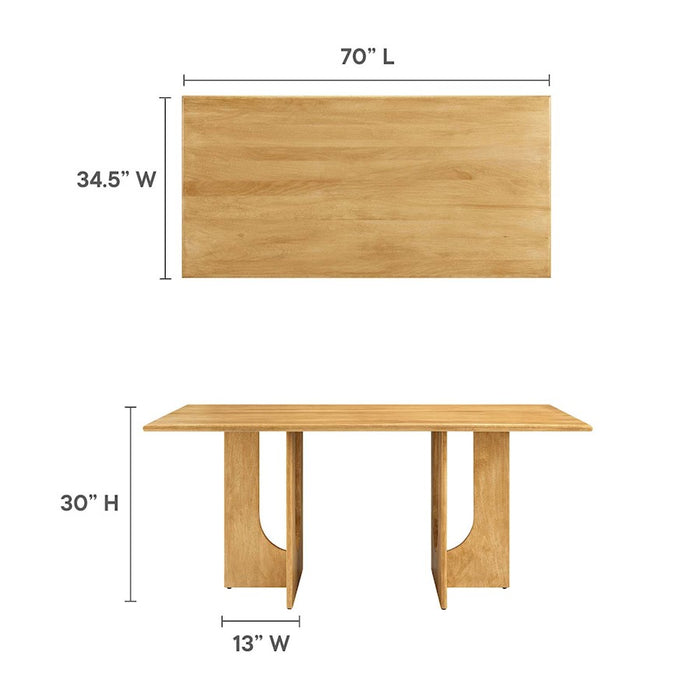 Modway Rivian Rectangular 70" Dining Table, Oak