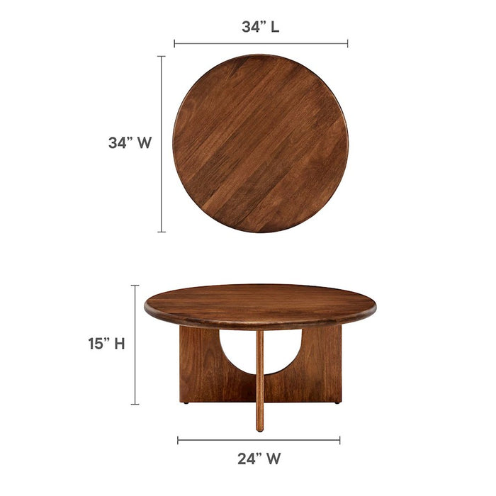 Modway Rivian Round 34" Coffee Table, Walnut