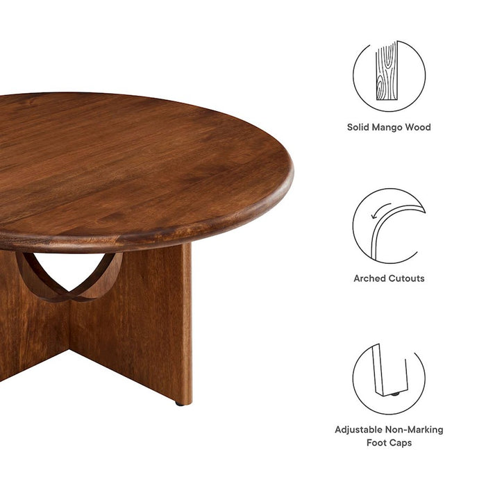 Modway Rivian Round 34" Coffee Table, Walnut