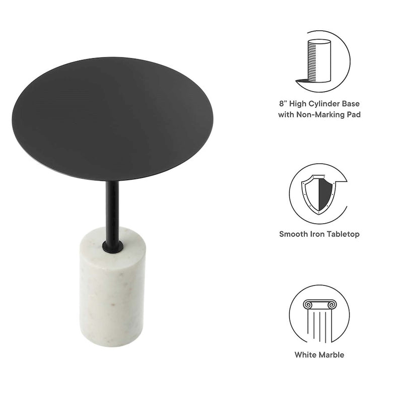 Modway Lyric Round Side Table, White/Black