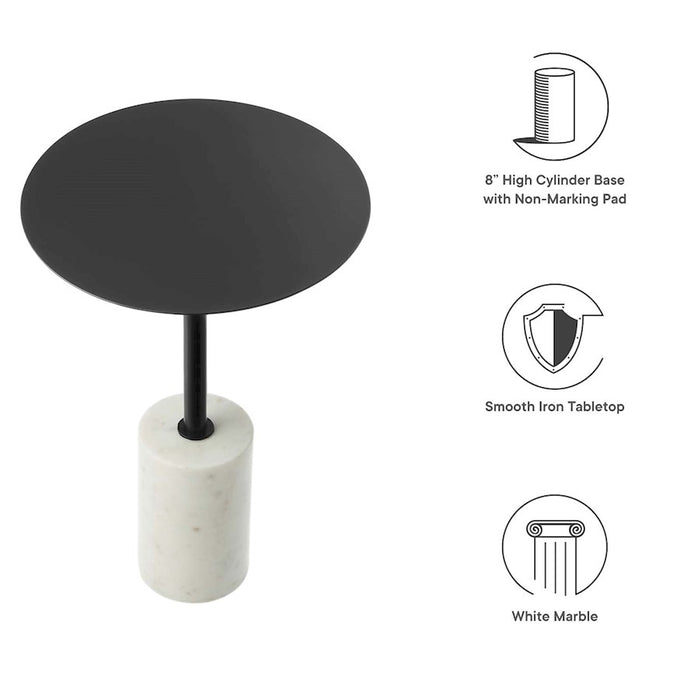Modway Lyric Round Side Table, White/Black
