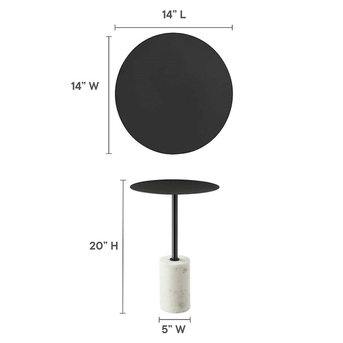 Modway Lyric Round Side Table, White/Black