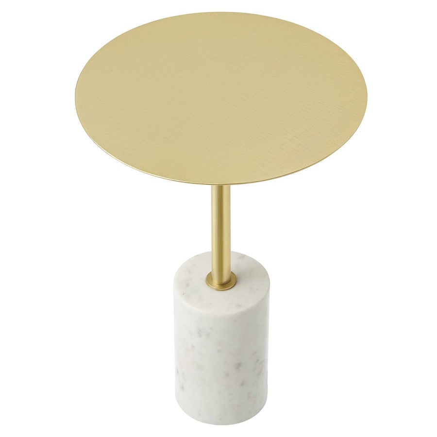 Modway Lyric Round Side Table, White/Brass - EEI-6605-WHI-BRA