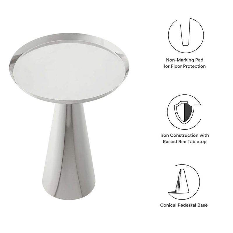 Modway Maren Round Side Table, Nickel