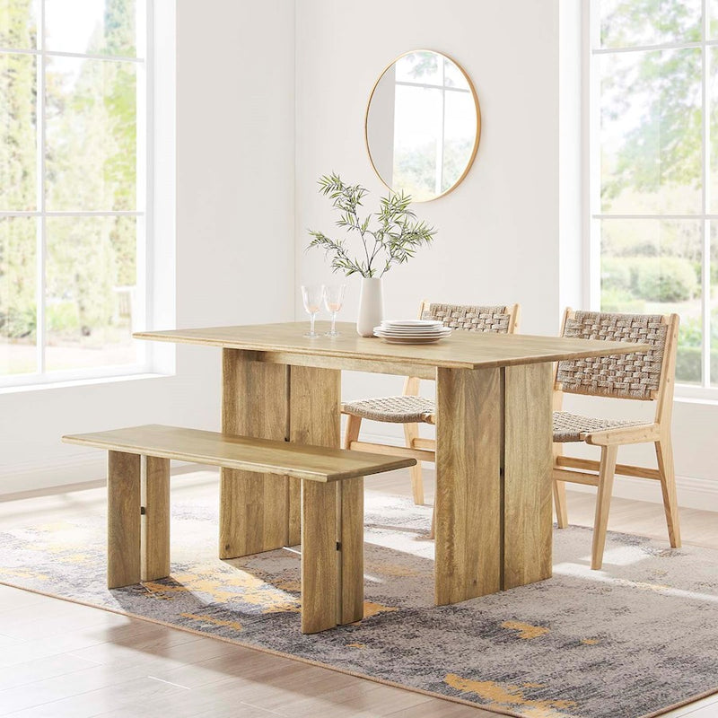 Modway Amistad 60" Dining Table/Bench Set, Oak
