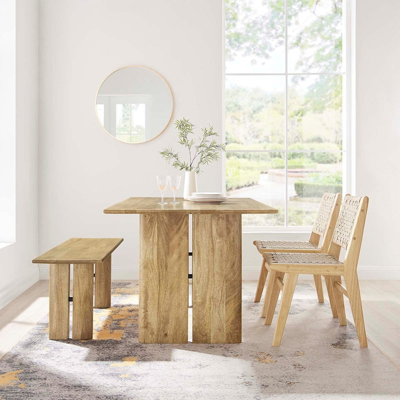 Modway Amistad 60" Dining Table/Bench Set, Oak