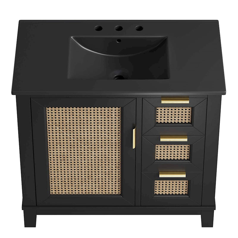 Modway Dixie Bathroom Vanity Cabinet, Black