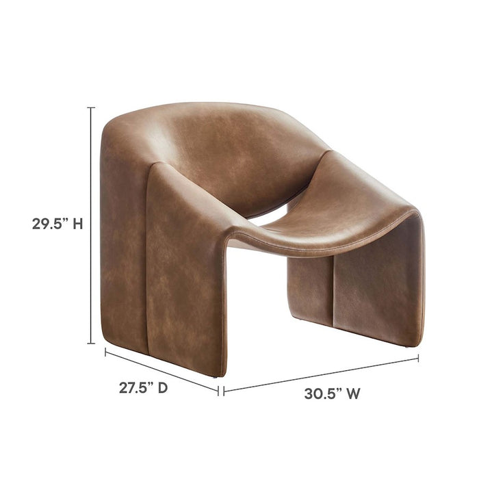 Modway Vivi Vegan Leather Accent Chair, Brown