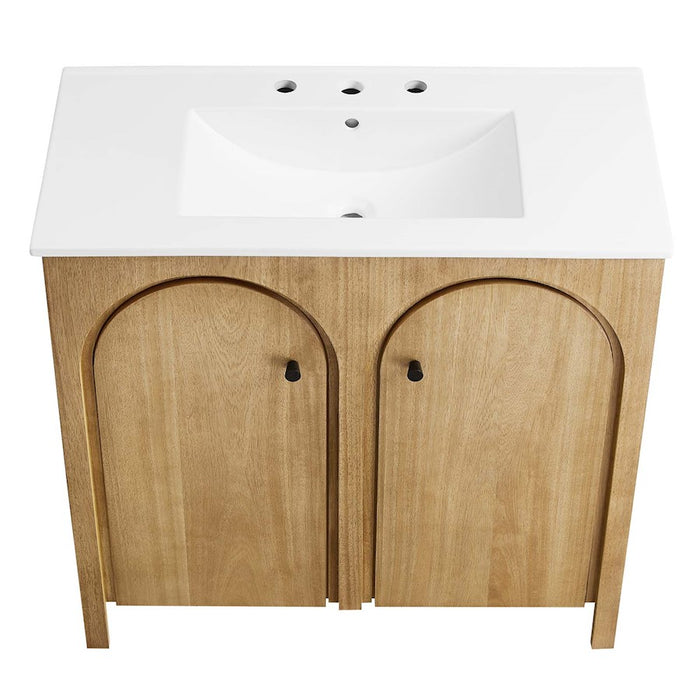 Modway Appia 36" Bathroom Vanity, Oak/White